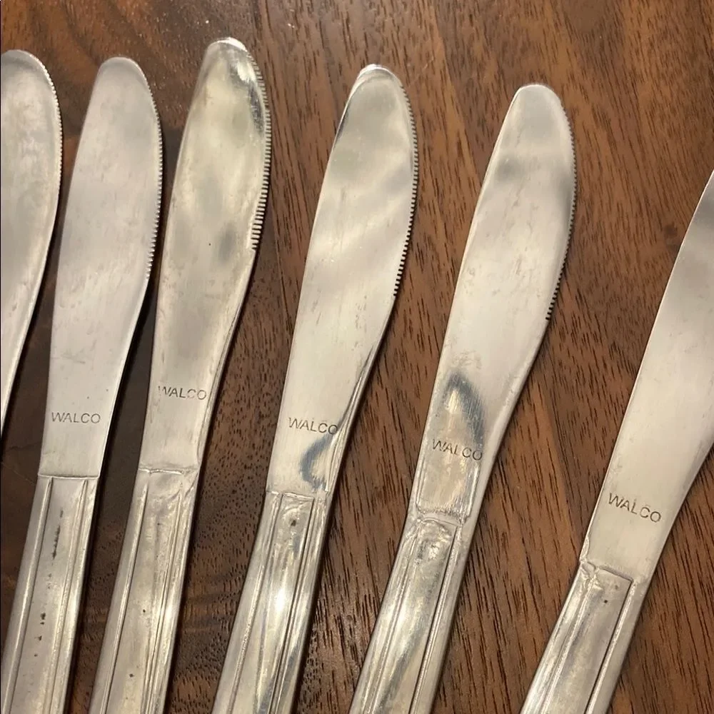 Walco 18-0 Stainless Steel Silver Butter Knives Set of 12 Silverware Flatware